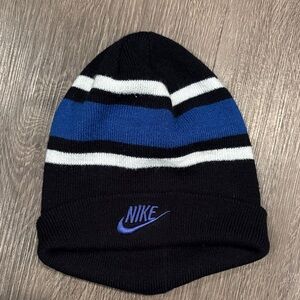 Nike Black and Blue Knit Beanie